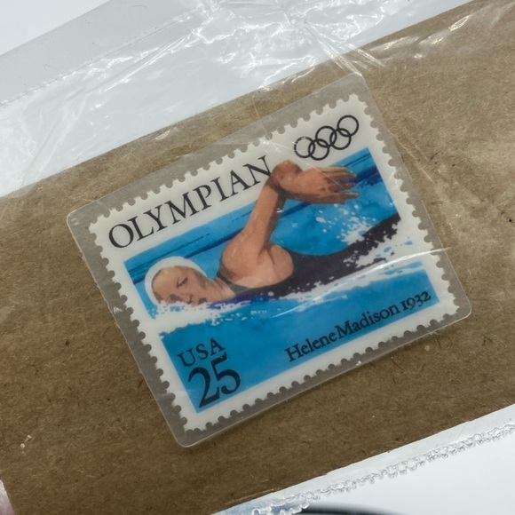 Vintage USPS Laminated Stamp Olympian Helene Madison 1932 USA 25 Pin - Picture 2 of 5